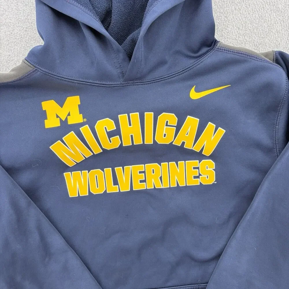 Nike Dri-FIT Michigan Wolverines Hoodie Youth XL Navy Football Pullover Blue